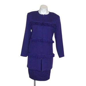 St John Separates Skirt Suit Purple Zip Jacket Elastic Waist Size S 8 Vintage